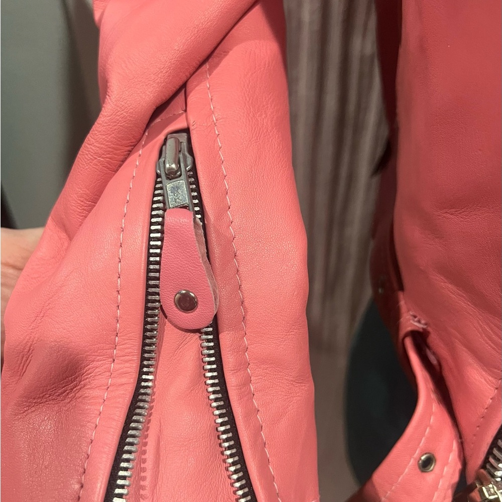 Chic Pink Kids Leather Jacket - Picture 4 of 9